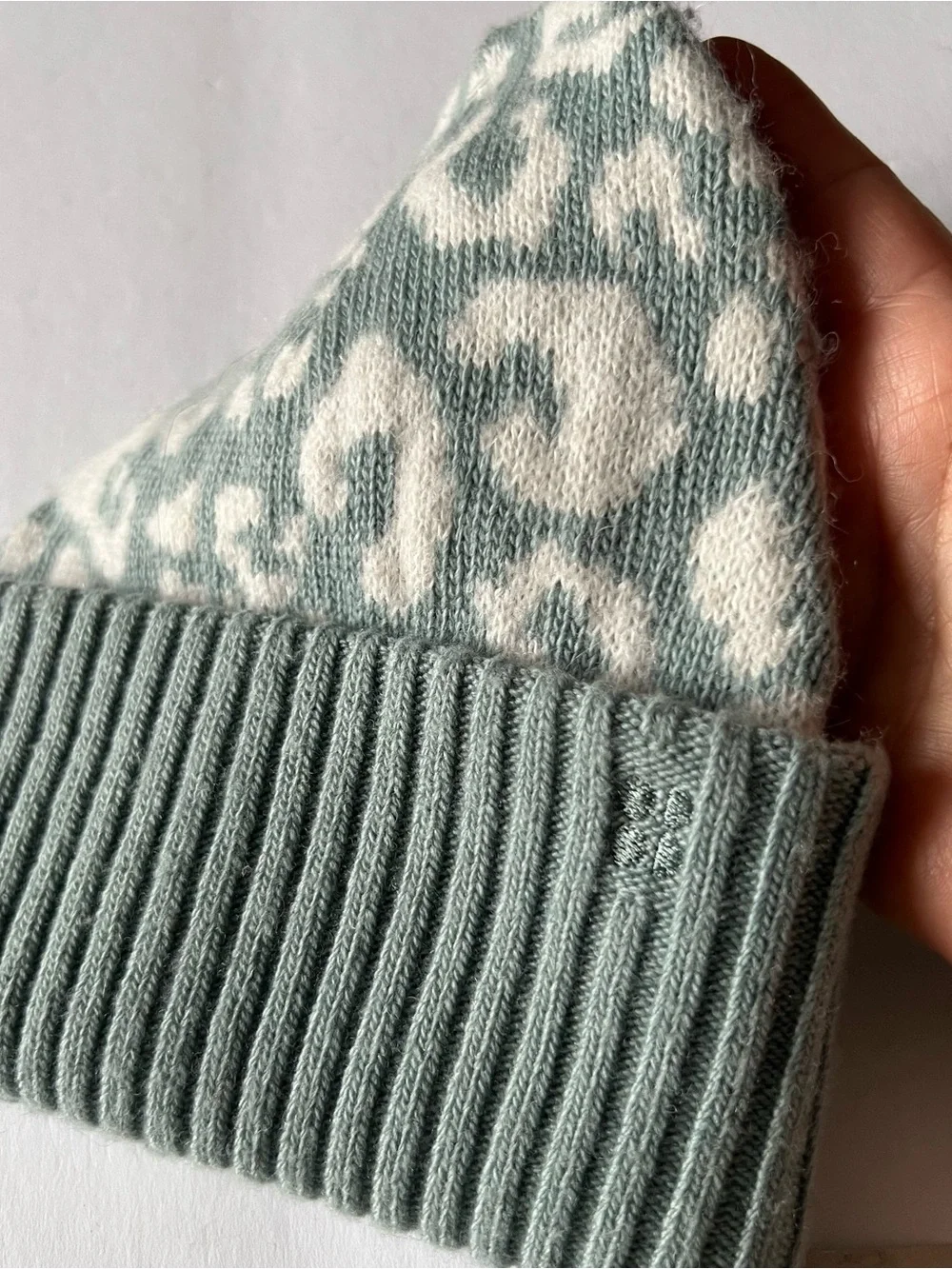 SWEATY BETTY WOOL BEANIE LEOPARD JACQUARD BLUE WHITE OS NWT